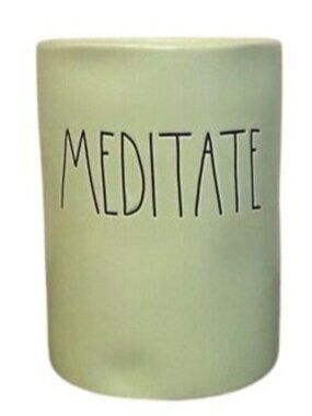 Rae Dunn Meditate Beverage Candle Holder Coffee Cup Mug Yoga Magenta Birthday